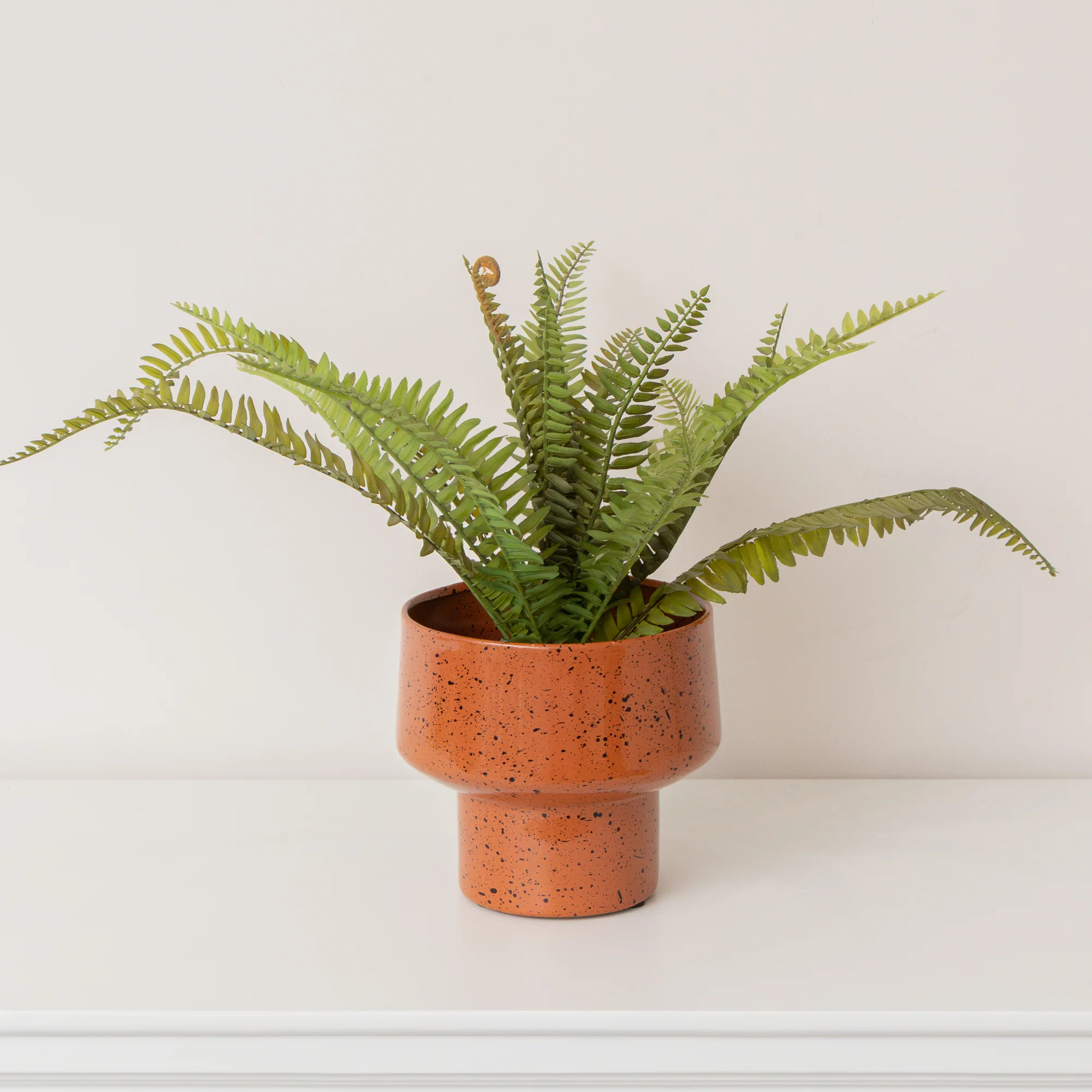 Soft Medium Orange Rust Speckled Iron Planter Pot - 18cm x 16cm Premium
