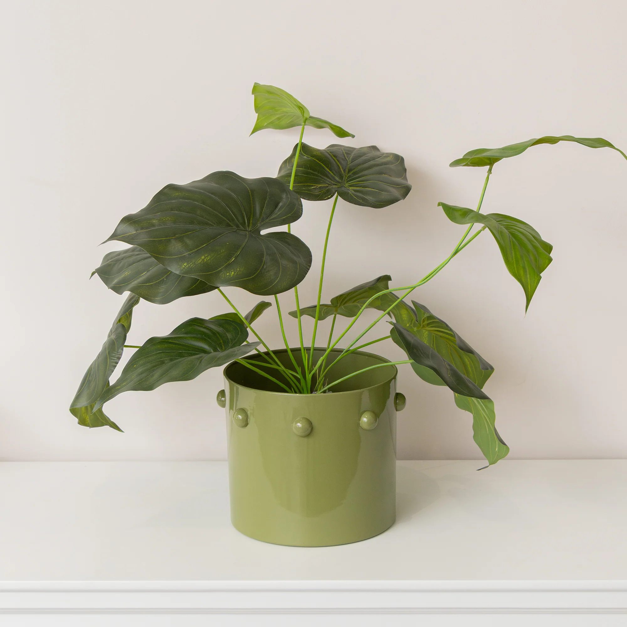 Solid Medium Sage Green Bobbled Planter Pot - 18.5cm x 22cm Smart