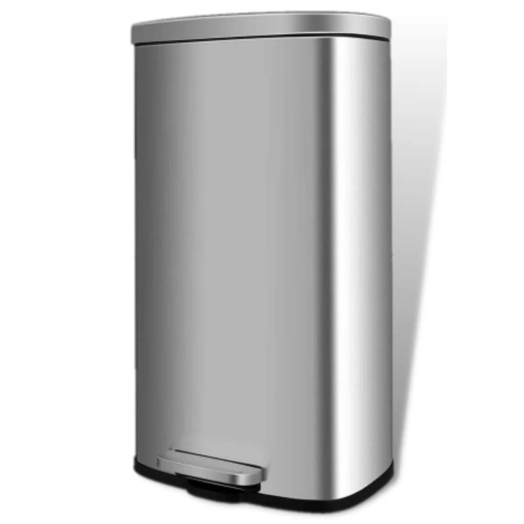 Refined 8 Gal 30L Trash Can Stainless Steel with Lid Removable Inner Bucket8 Gal 30L Trash Can Stainless Steel with Lid Removable Inner Bucket Smooth