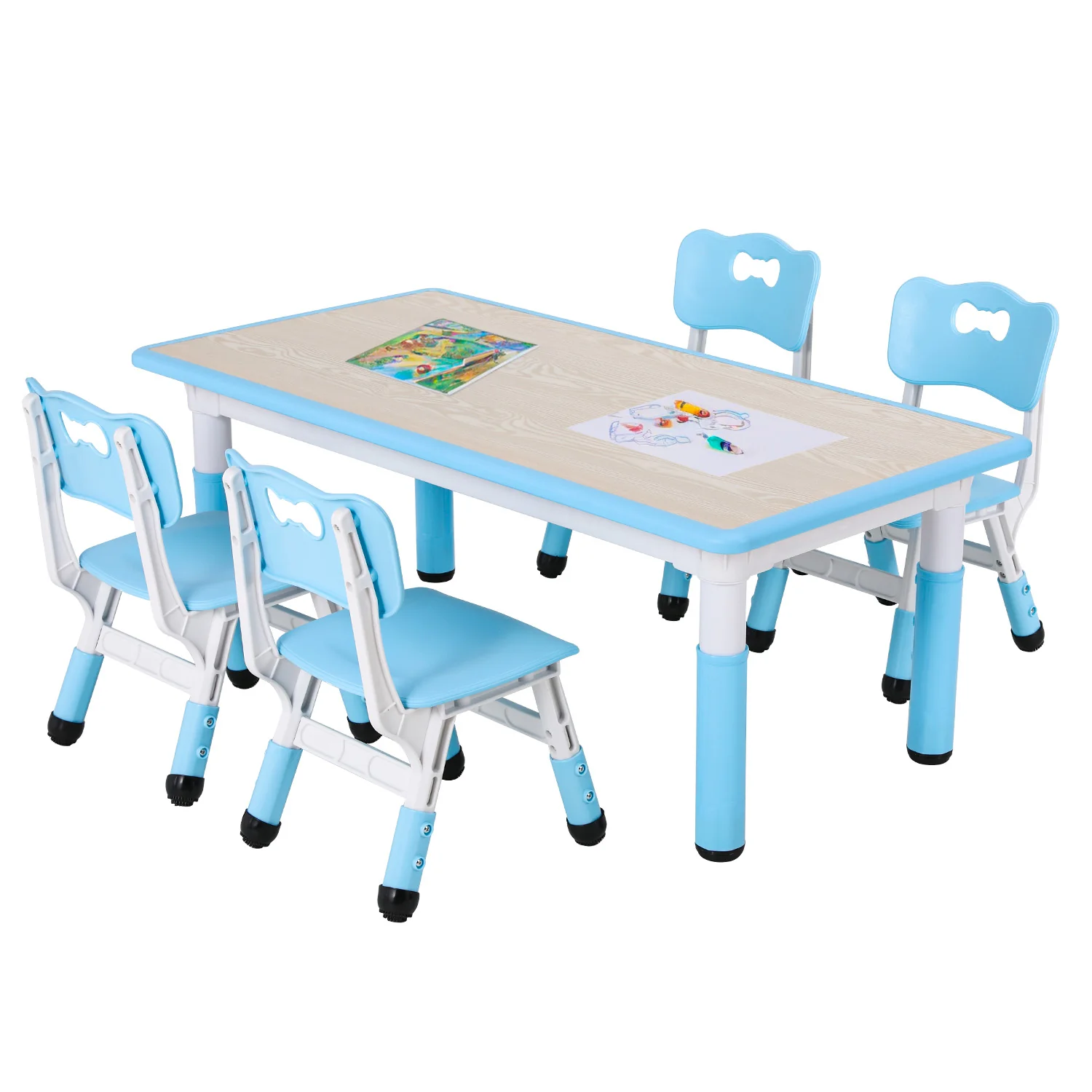 Casual Kids Study Table and Chair Set Height Adjustable for Reading Drawing EatingKids Study Table and Chair Set Height Adjustable for Reading Drawing Eating Elite