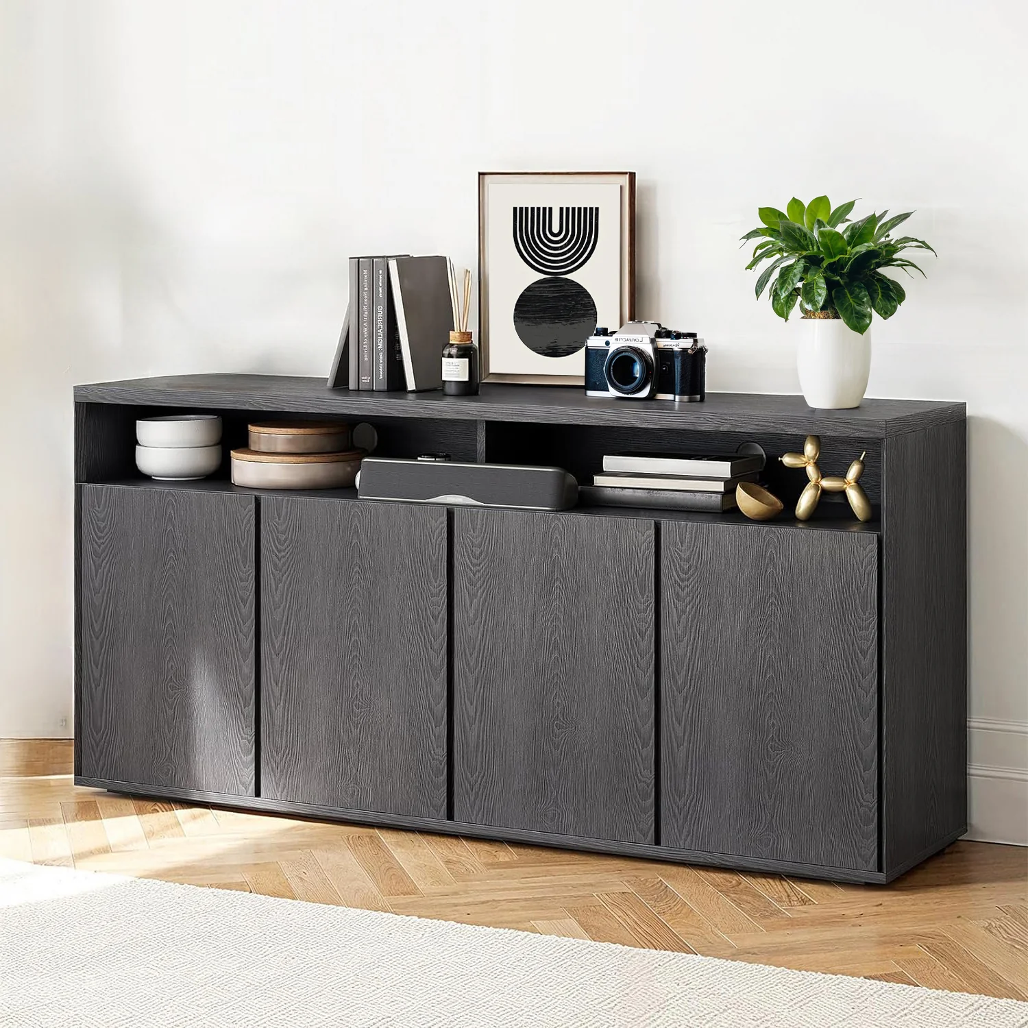 Secure Discontinued 63 Storage Cabinet with Shelves and 4 Compartments For Kitchen Living Room Dining Room Bedroom Discontinued 63 Storage Cabinet with Shelves and 4 Compartments For Kitchen Living Room Dining Room Bedroom Excellent