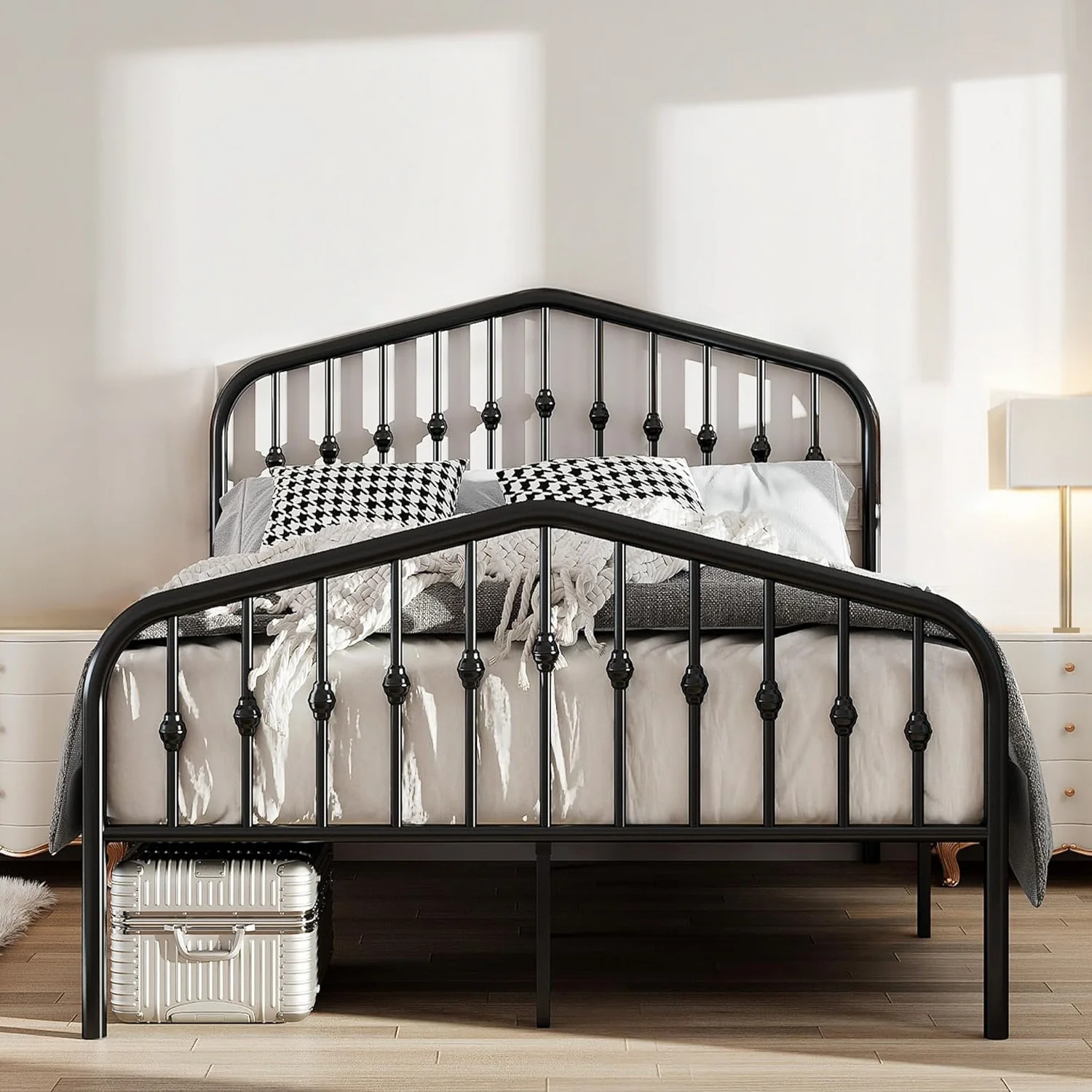 Flexible Vintage Metal Platform Bed Frame with Headboard and Footboard No Springs RequiredVintage Metal Platform Bed Frame with Headboard and Footboard No Springs Required Dependable