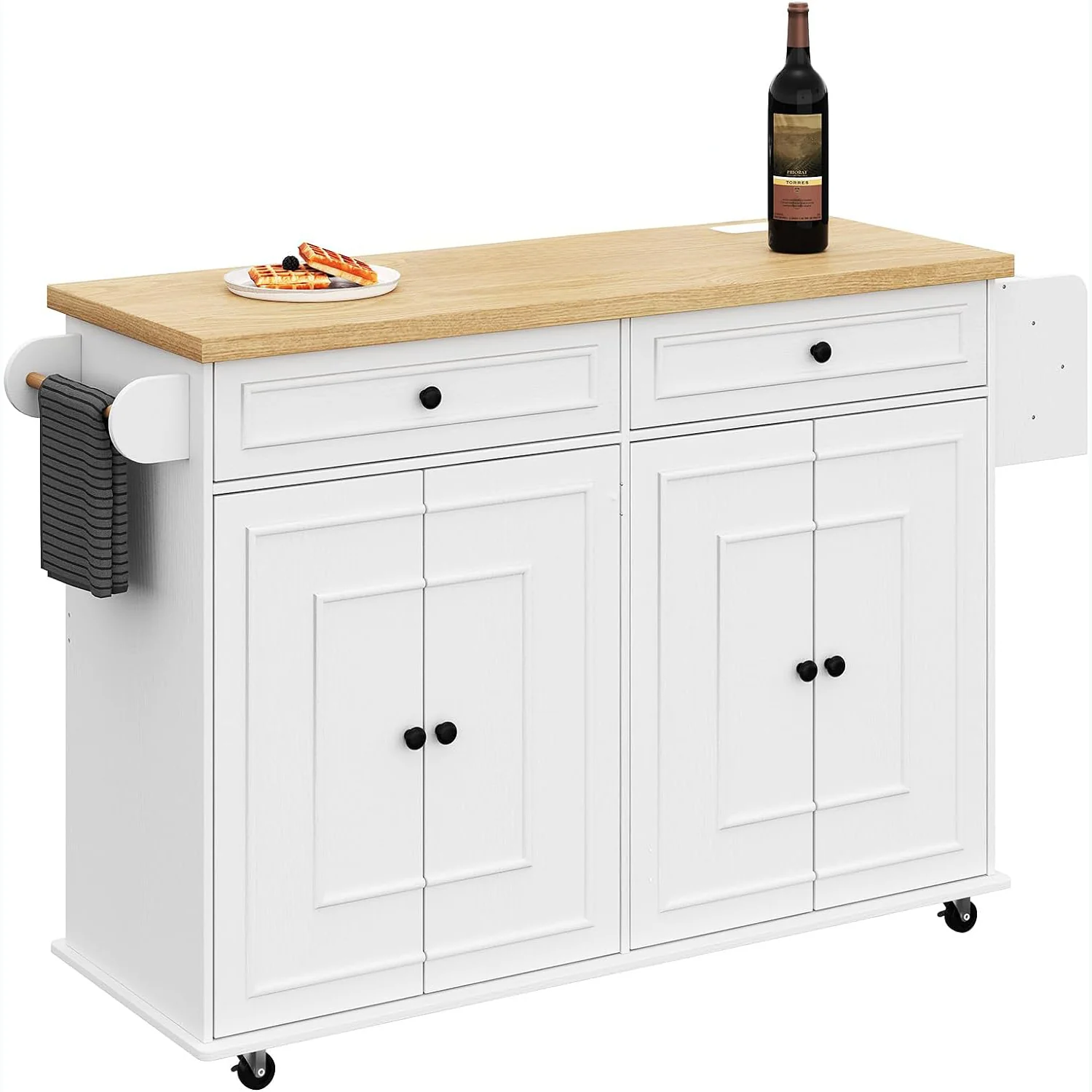 Solid 58 Inch Home Mobile Kitchen Island Cart Storage Cabinet on Wheels for Home Bar Restaurant58 Inch Home Mobile Kitchen Island Cart Storage Cabinet on Wheels for Home Bar Restaurant Unique