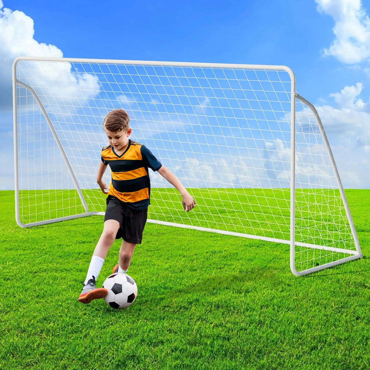 Stylish 12x6 FT Backyard Portable Soccer Goal with Heavy Duty Steel Frame Net and Ground Stakes for Home School and Soccer Field Training Equipment12x6 FT Backyard Portable Soccer Goal with Heavy Duty Steel Frame Net and Ground Stakes for Home School and Soccer Field Training Equipment Environmentally Friendly