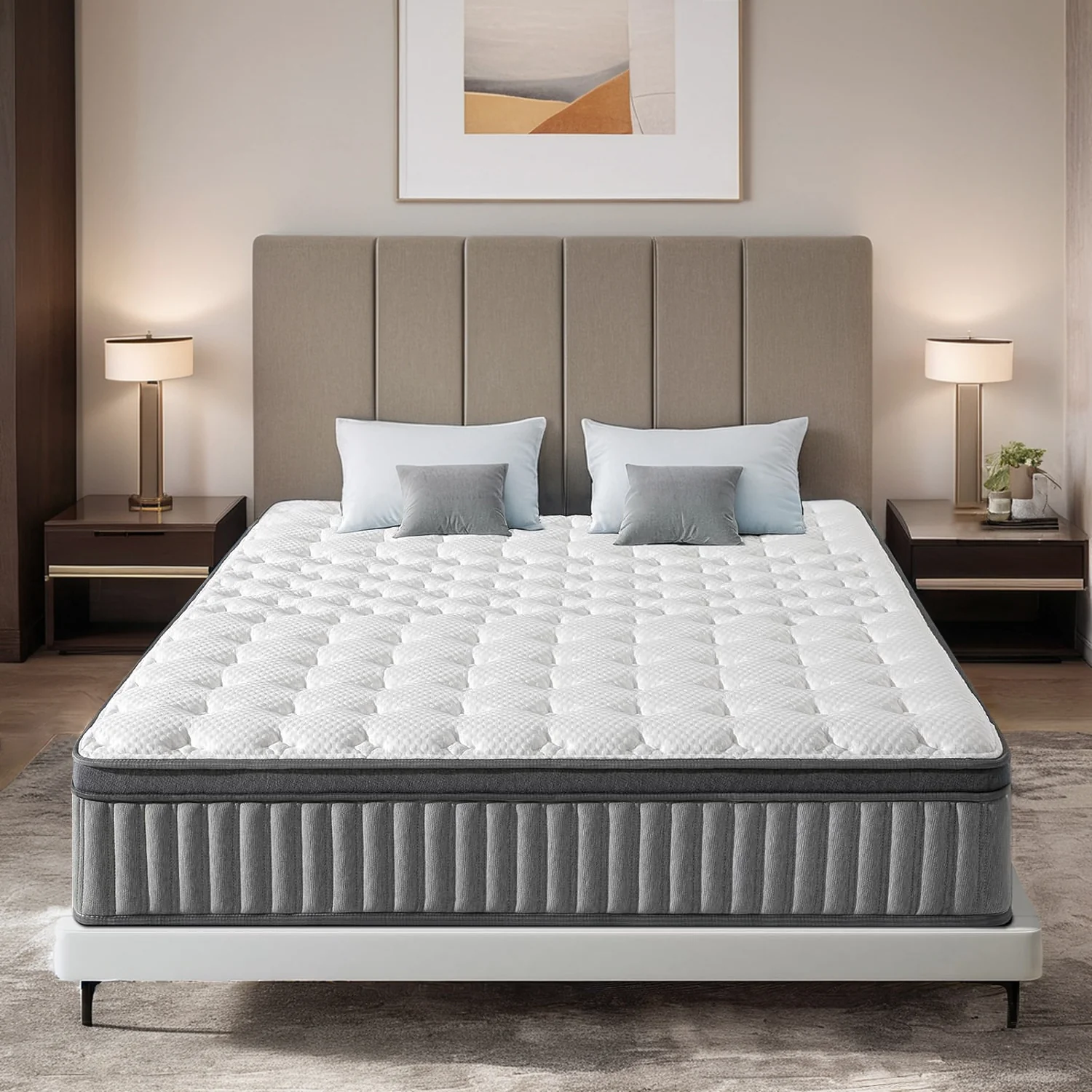 Solid 10 Inch Gel Memory Foam Mattress Mattress with Cool Ice Silk Cover Individually Pocket Springs Medium Firm SG Made CertiPUR-US10 Inch Gel Memory Foam Mattress Mattress with Cool Ice Silk Cover Individually Pocket Springs Medium Firm SG Made CertiPUR-US Luxury