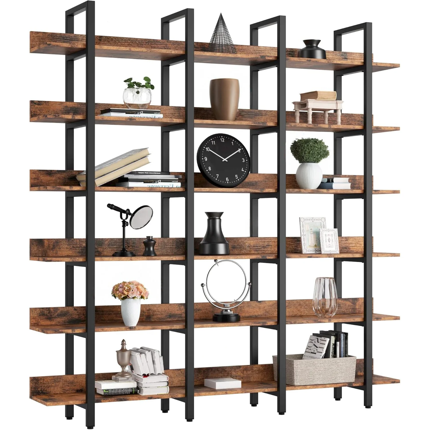 Premium Material Open Bookshelf Display shelf Triple Wide 6 Tiers Large Open Shelves Bookcase and Bookshelves Etagere Bookcases with Back FenceOpen Bookshelf Display shelf Triple Wide 6 Tiers Large Open Shelves Bookcase and Bookshelves Etagere Bookcases with Back Fence Eco-Friendly