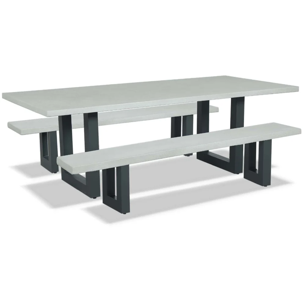 Authentic Switch Outdoor Dining Bench Seat Cement Top U legs Grey Secure