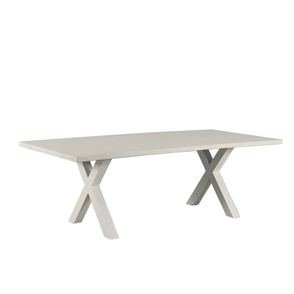 Reusable Switch Outdoor Cement Terrazzo X Leg Dining Table White High-Quality