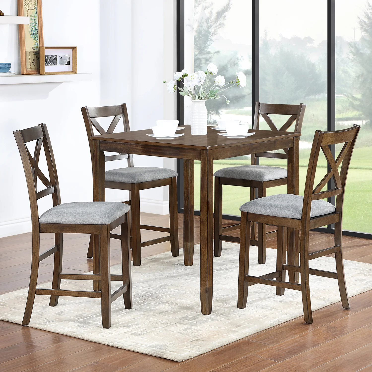 Luxury 5 Piece Dining Table Set Dining Table Set for 4 Wooden Kitchen Table with 4 Upholstered Chairs5 Piece Dining Table Set Dining Table Set for 4 Wooden Kitchen Table with 4 Upholstered Chairs Environmentally Friendly
