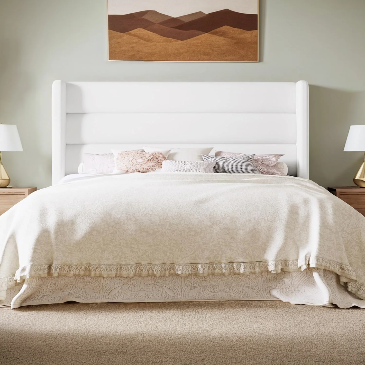 Crafted Velvet Platform Bed Frame with Vertical Tufted Wingback Headboard Under Bed Storage No Box Spring RequiredVelvet Platform Bed Frame with Vertical Tufted Wingback Headboard Under Bed Storage No Box Spring Required Eco-Friendly