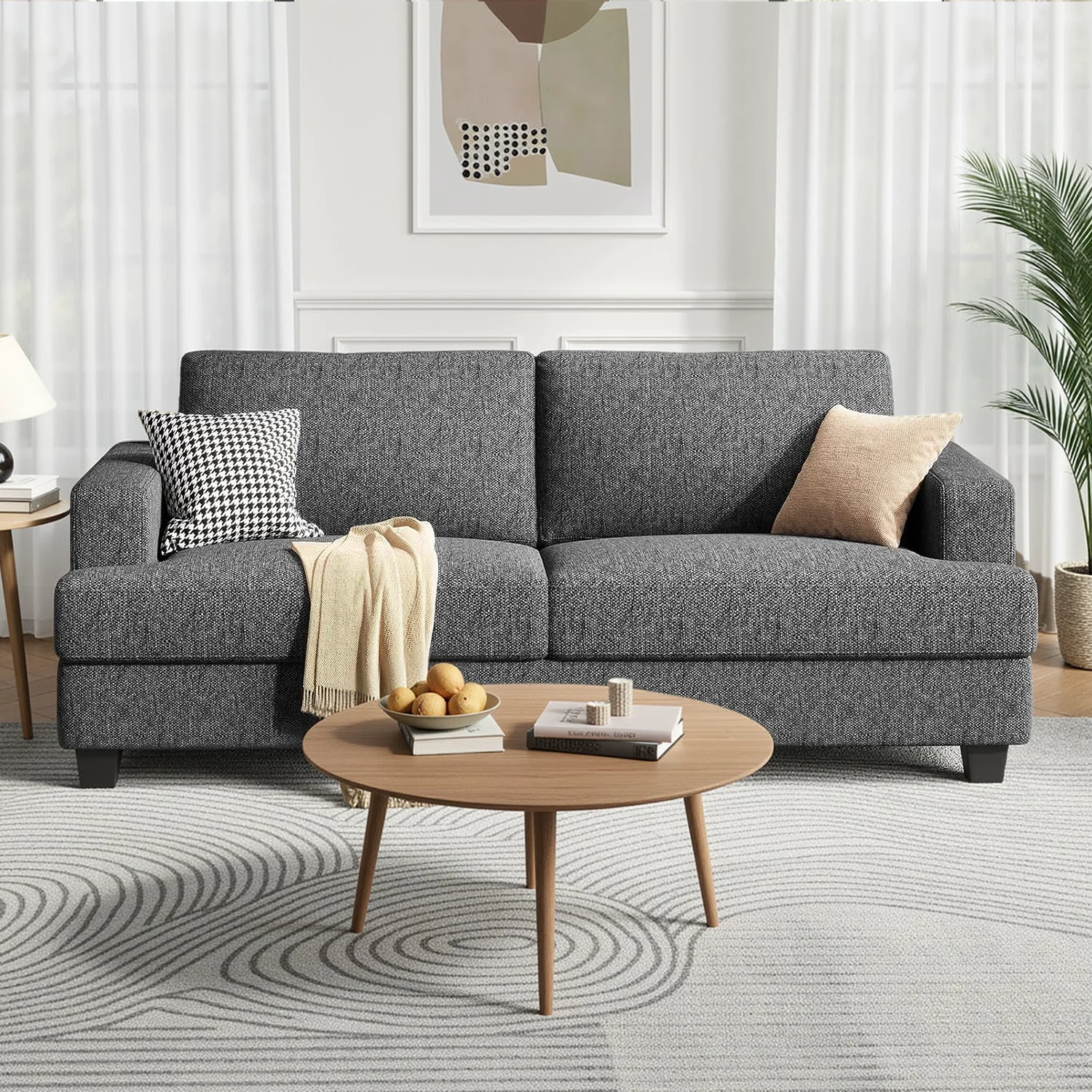 Reusable 84 Oversized Linen Loveseat with Extra Deep Seats Modern Sofa for Living Room84 Oversized Linen Loveseat with Extra Deep Seats Modern Sofa for Living Room Top-Quality