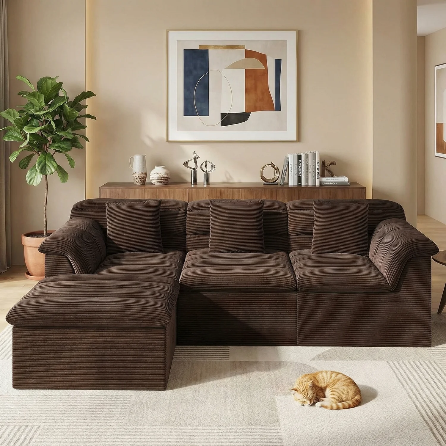 Responsible 112 Modular Cloud Sectional Sofa with Ottoman Deep-Seat Corduroy Design112 Modular Cloud Sectional Sofa with Ottoman Deep-Seat Corduroy Design Organic
