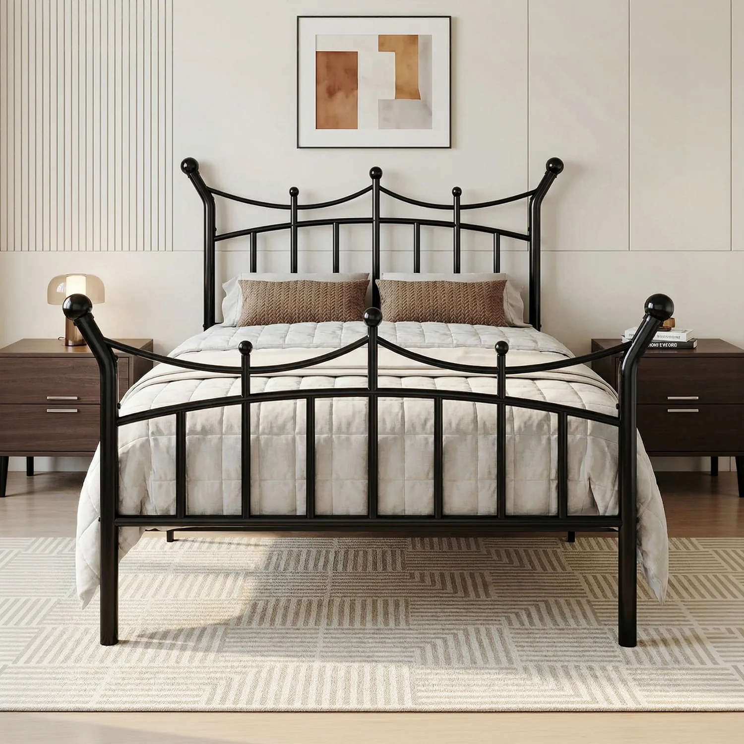 Crafted Regal-Arc Twin Size Platform Metal Bed Frame with Crown Headboard and FootboardRegal-Arc Twin Size Platform Metal Bed Frame with Crown Headboard and Footboard Effective