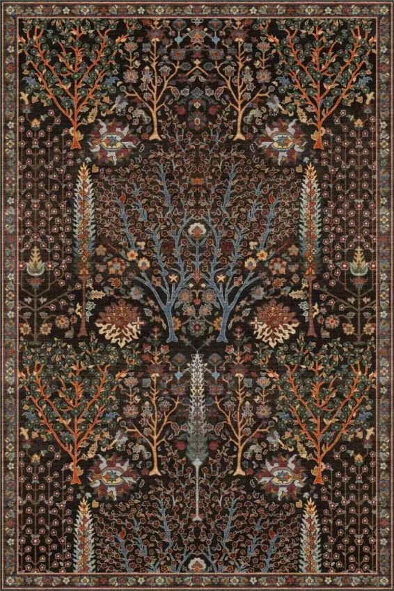 High-Grade Washable Boho Vintage Floral Botanical Area Rug for Living Room BedroomWashable Boho Vintage Floral Botanical Area Rug for Living Room Bedroom Organic