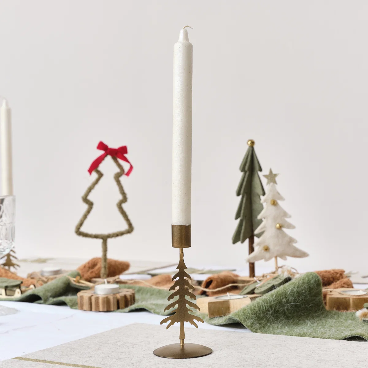 Premium Material Small Christmas Tree Candle Holder - 16cm x 6.5cm Eco-Friendly