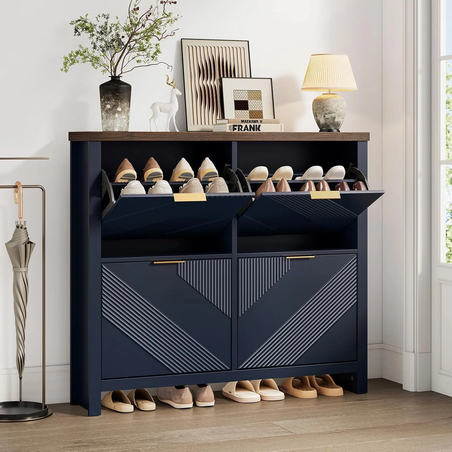 Powerful Shoe Storage Cabinet Shoe Organizer with 4 Flip Drawers Stores 16 Pairs of ShoesShoe Storage Cabinet Shoe Organizer with 4 Flip Drawers Stores 16 Pairs of Shoes Authentic