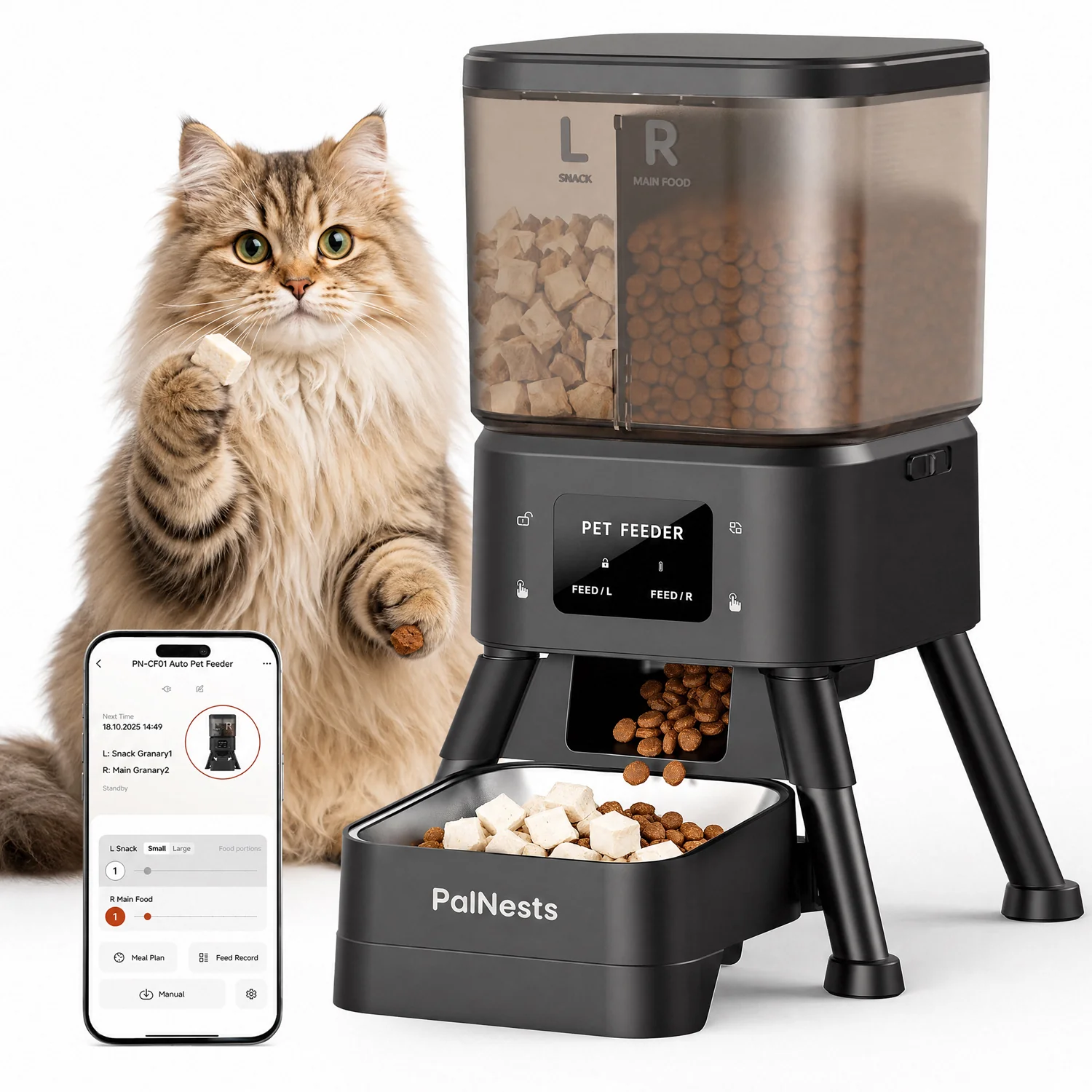 Professional Automatic Cat Feeder 4L Cat Food Dispenser with App Portion Control Dual Power Supply Stainless Steel BowlsAutomatic Cat Feeder 4L Cat Food Dispenser with App Portion Control Dual Power Supply Stainless Steel Bowls Classic