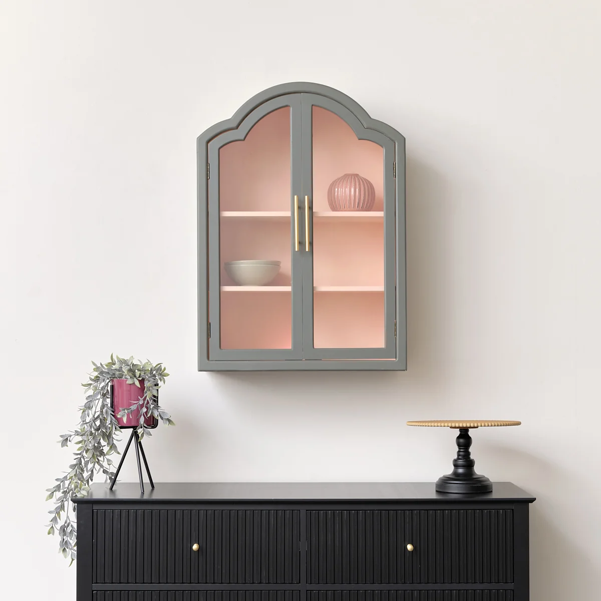 Original Design Arched Khaki Green Peach Wall Cabinet 79cm x 57cm Powerful