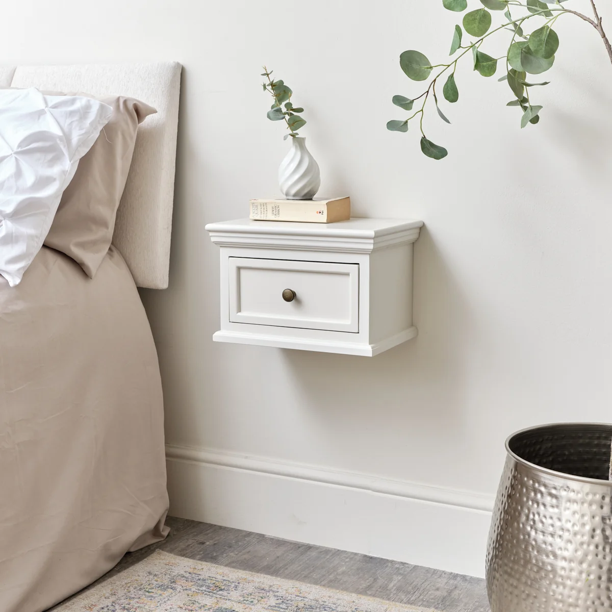 Fashionable Ivory Wall Mounted Bedside Table - Daventry Ivory Range User-Friendly