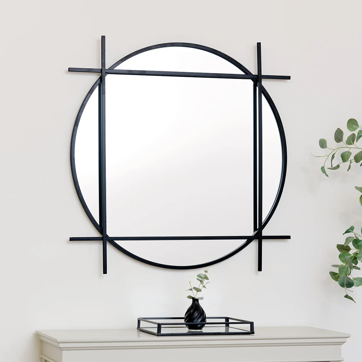 Premium Material Large Round Black Wall Mirror 97cm x 97cm Proven