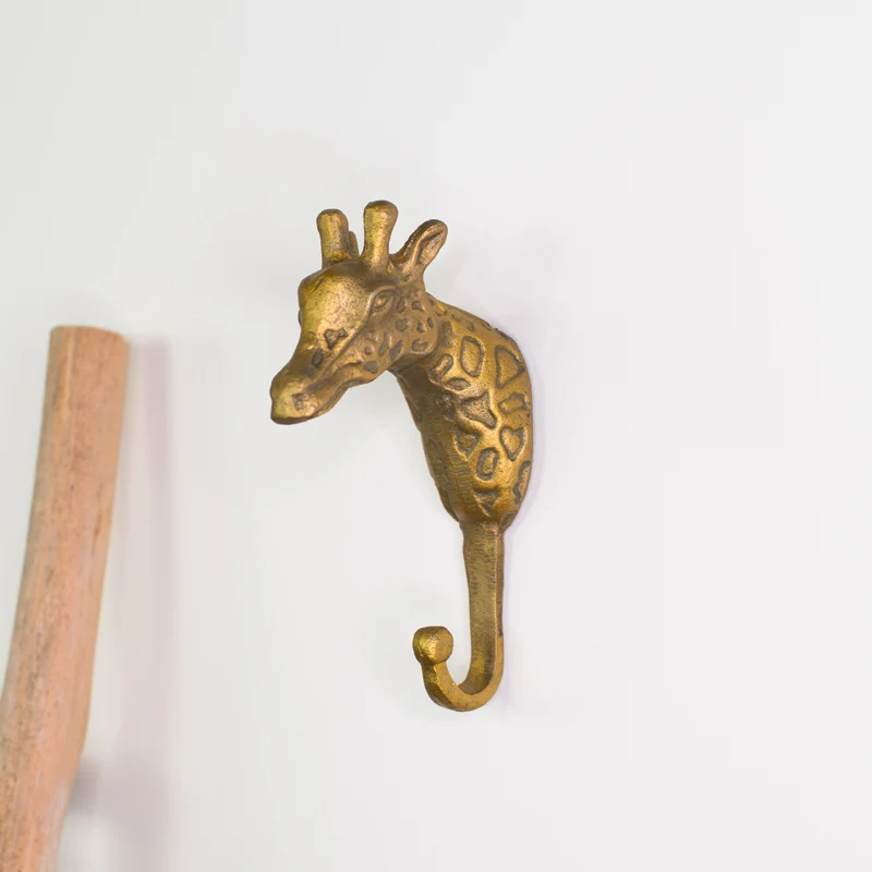 Soft Gold Metal Giraffe Wall Hook Smooth