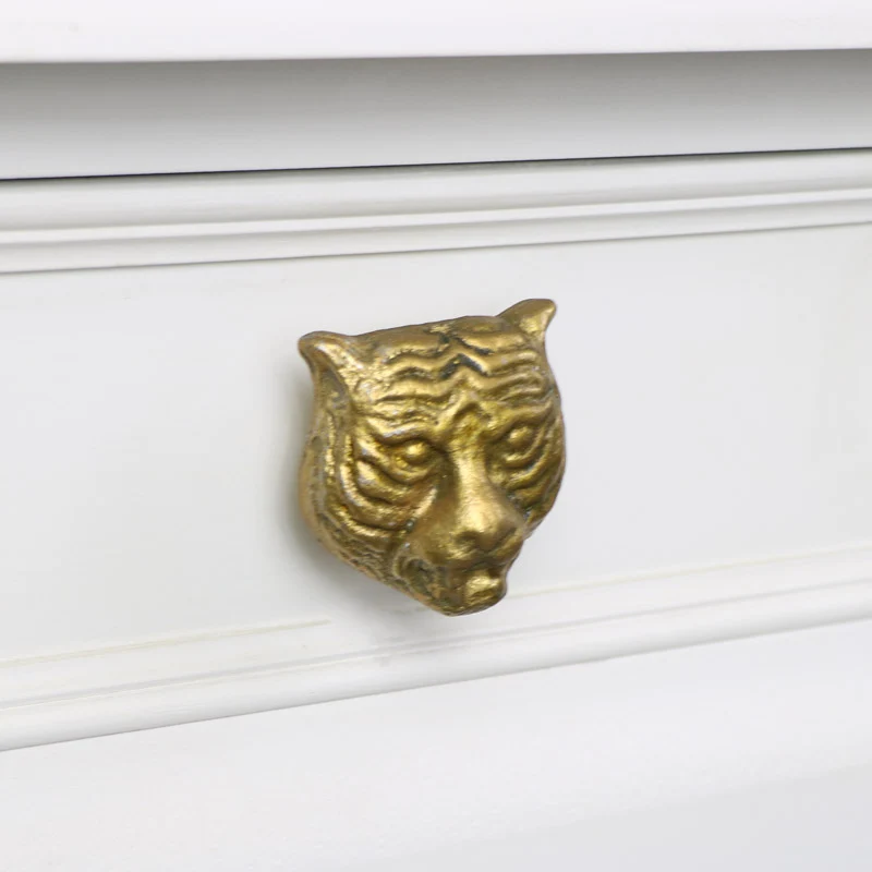 Artisan Gold Tiger Head Drawer Knob Professional