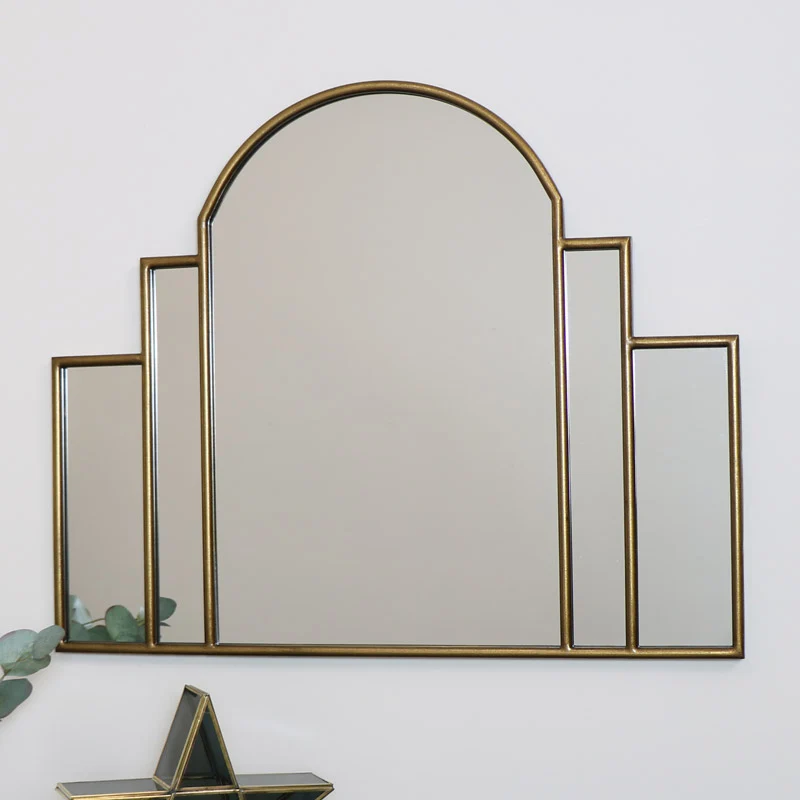 Fast Large Gold Art Deco Arch Fan Mirror 80cm x 65cm Crafted