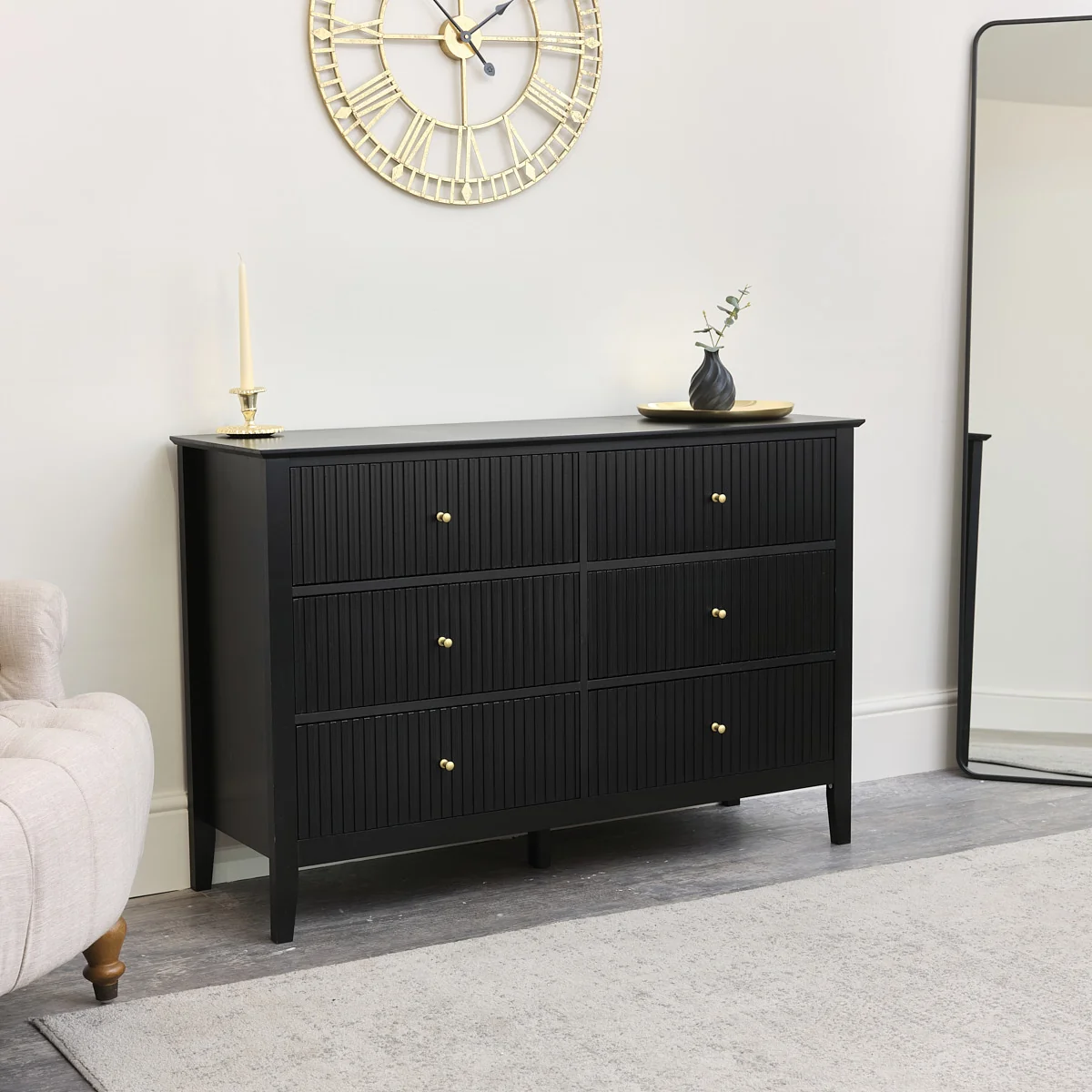 Dependable Large 6 Drawer Chest of Drawers - Hales Black Range Original Design