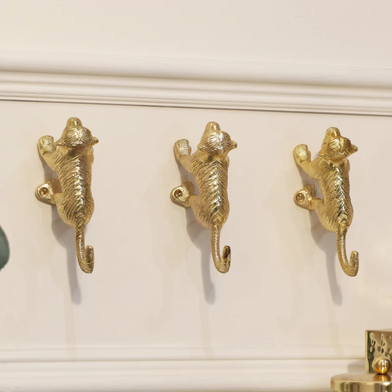 Reliable Set of 3 Gold Monkey Wall Hooks Clean