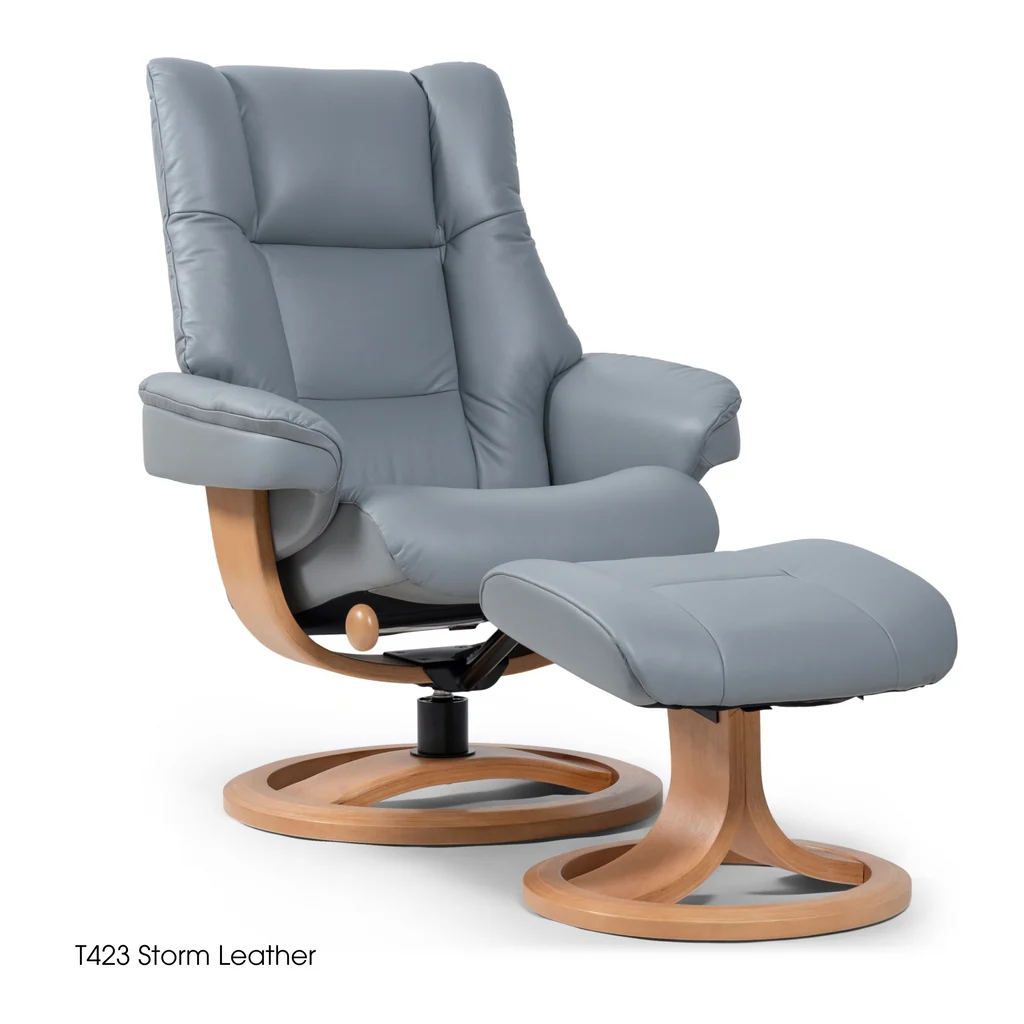 Traditional IMG Nordic 60 Chair with Footstool Leather Prestigious