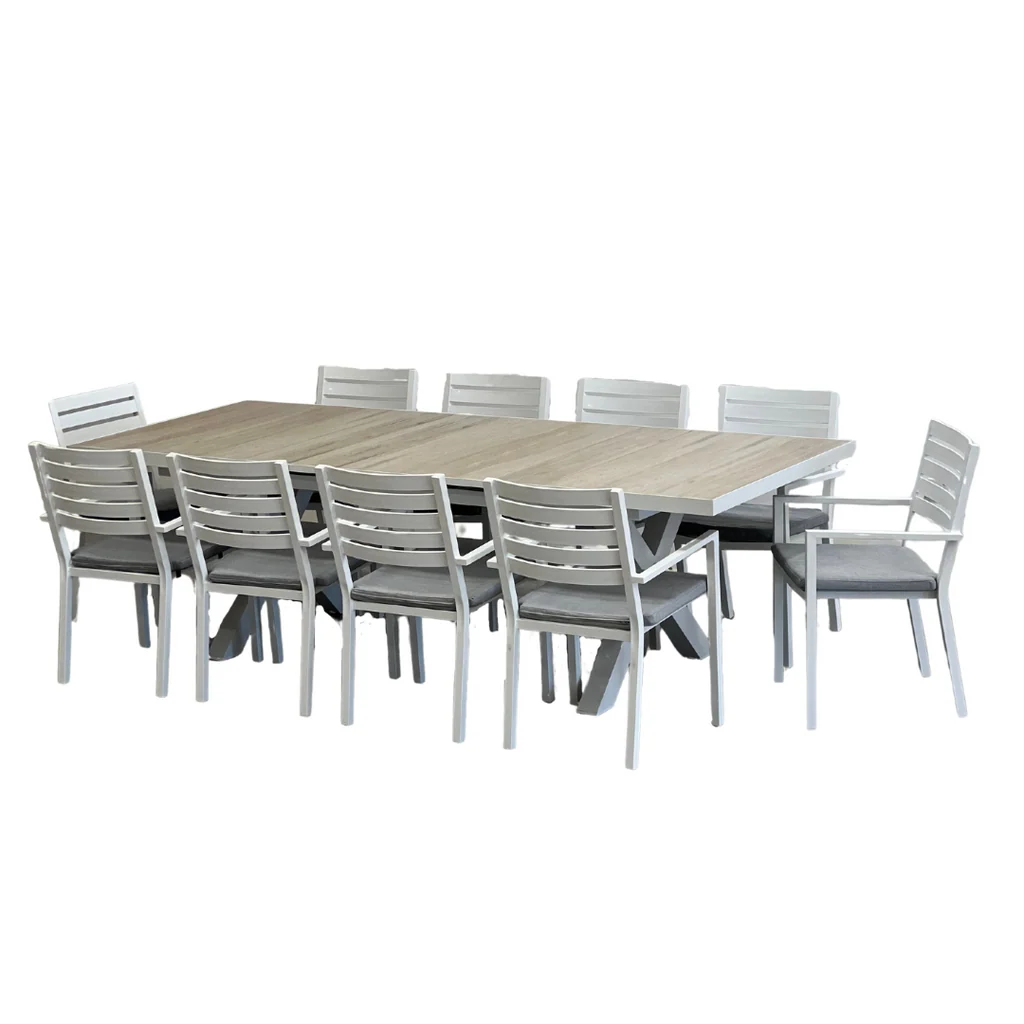 Clean Sultan Mayfair 11 Piece Outdoor Dining Setting White Reliable