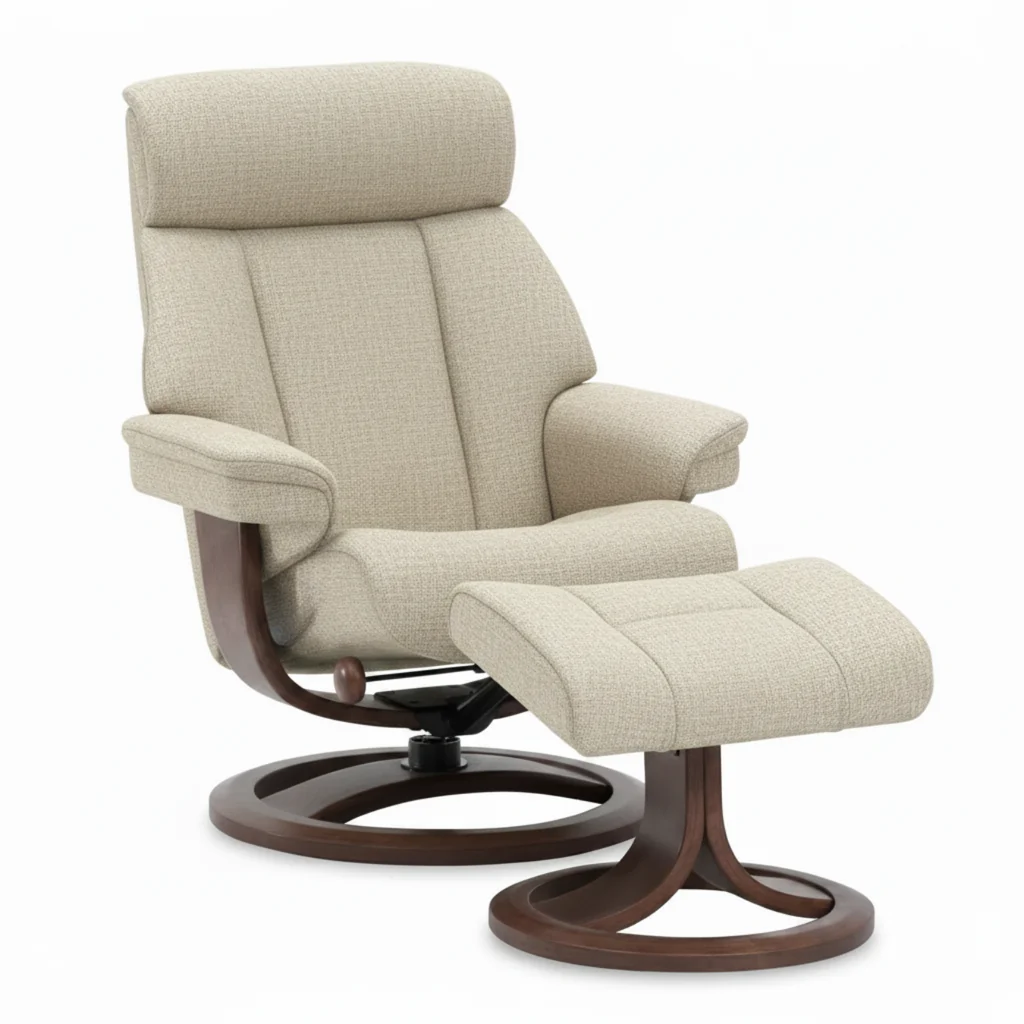 Stylish IMG Nordic 99 Chair with Footstool Fabric Excellent