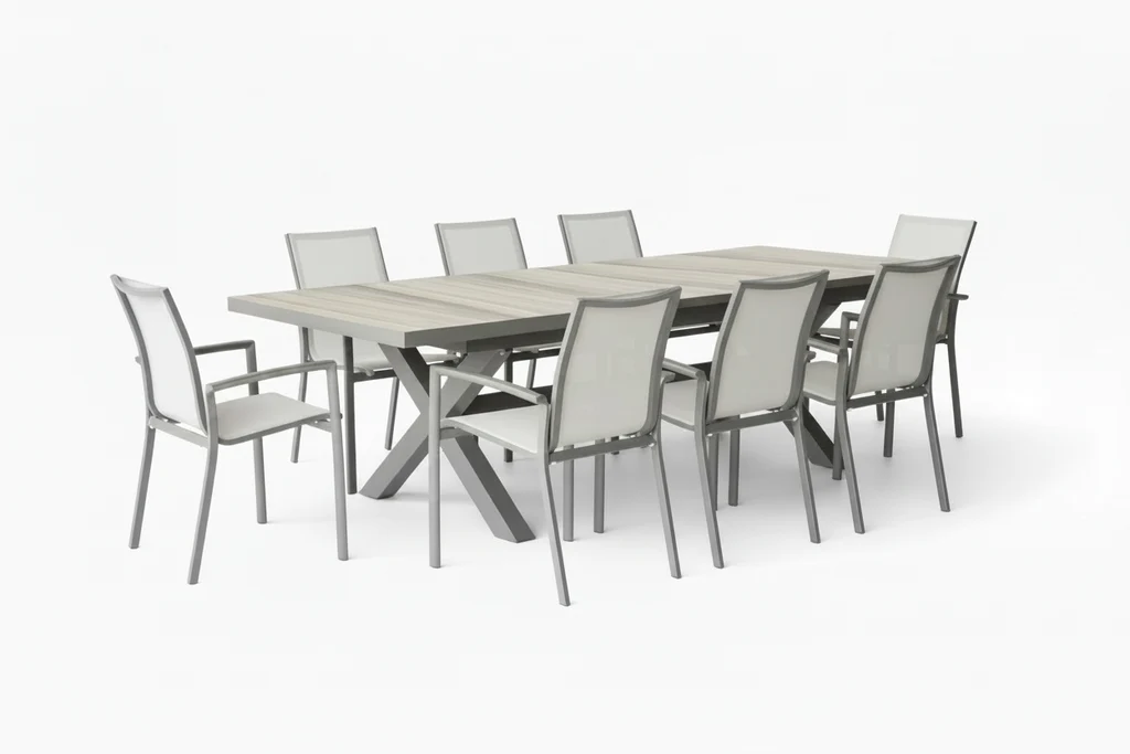 Smooth Regal 9pce Extension Outdoor Dining Set Stylish