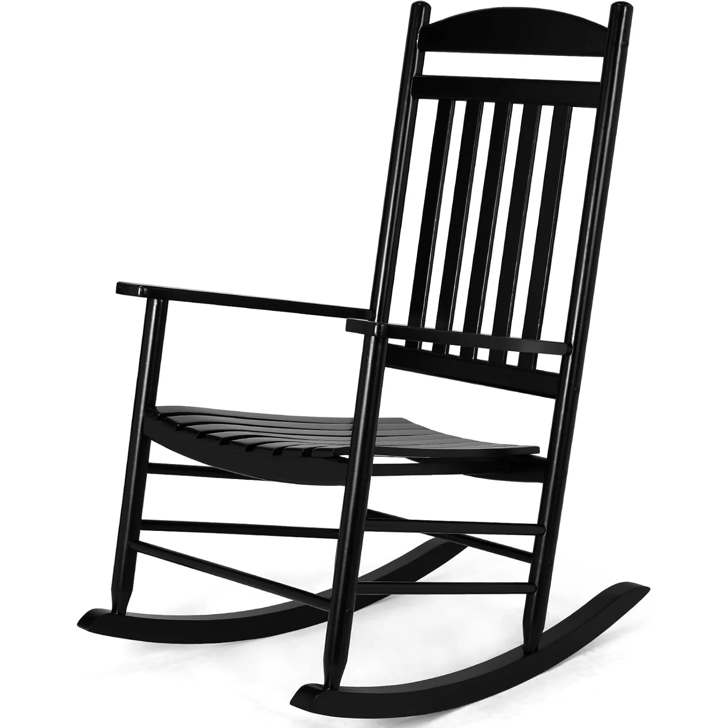 Durable Wooden Rocking Chair with 350 lbs Support High Back Outdoor Rocker with Wide Armrests Oversized Porch Rocker with Weather-Resistant Poplar WoodWooden Rocking Chair with 350 lbs Support High Back Outdoor Rocker with Wide Armrests Oversized Porch Rocker with Weather-Resistant Poplar Wood Efficient