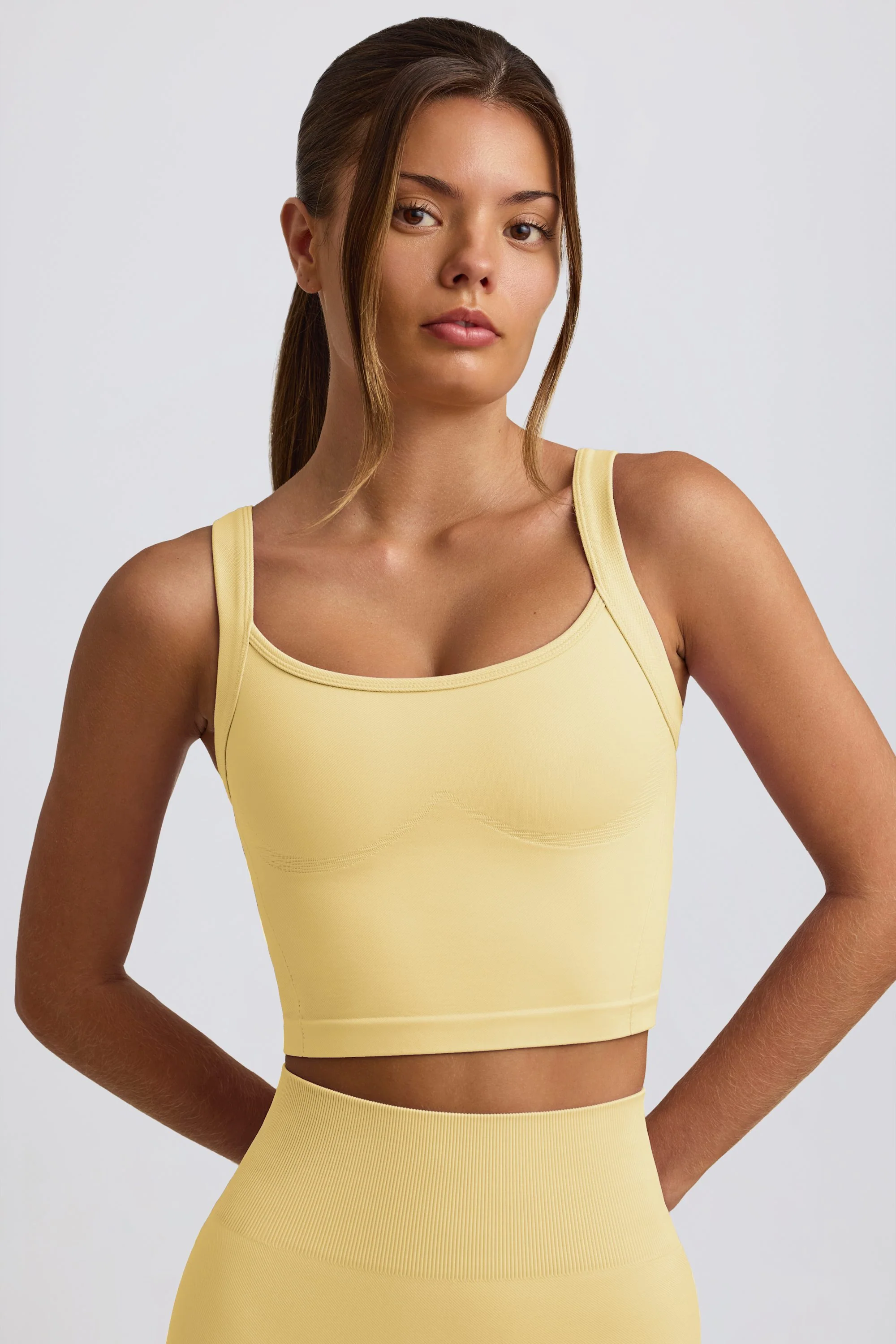 Green Super Sculpt Seamless Longline Camisole Top in Butter Yellow Durable