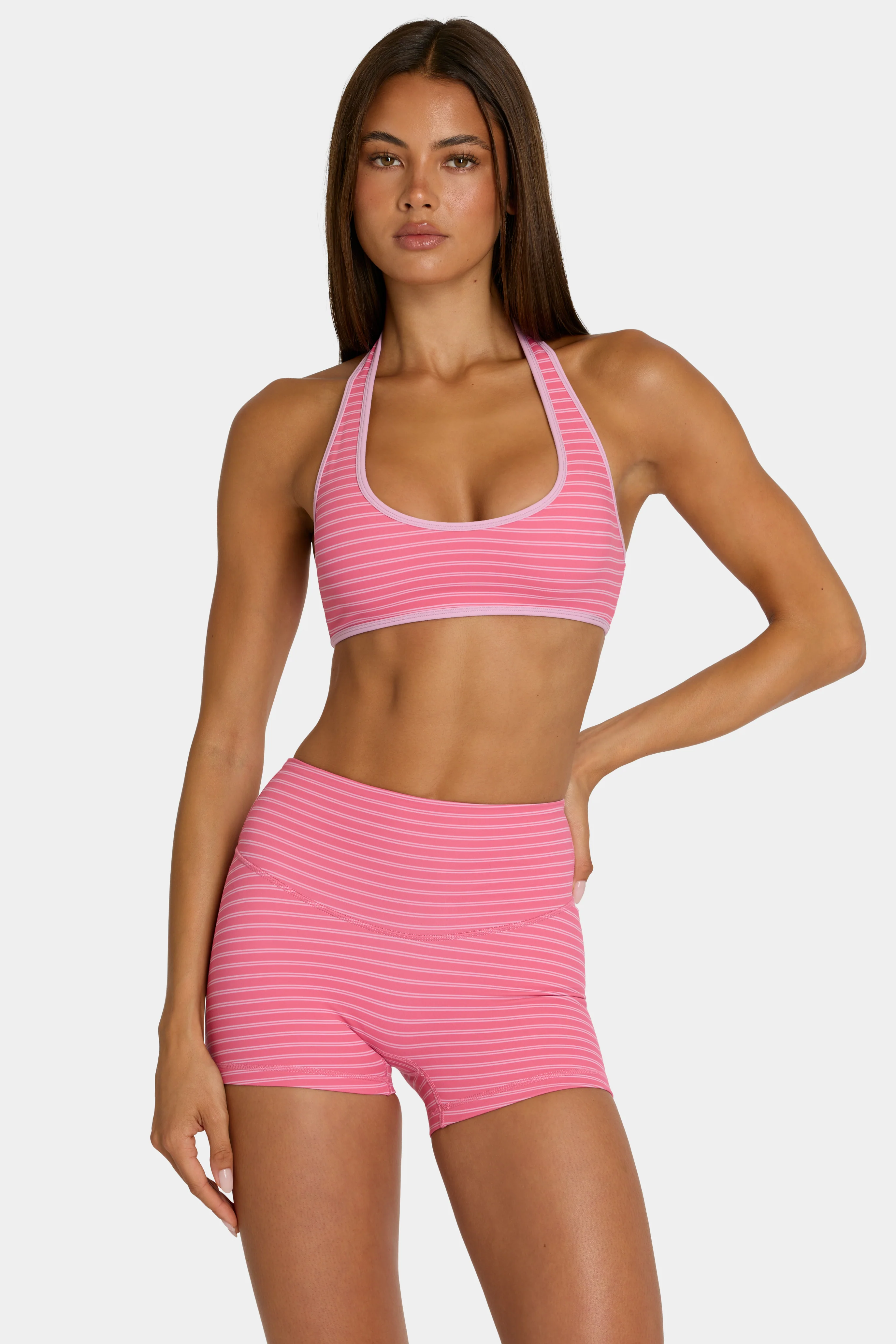 Fine Crafted Soft Active Reversible Sports Bra in Pink Stripe Eco-Friendly