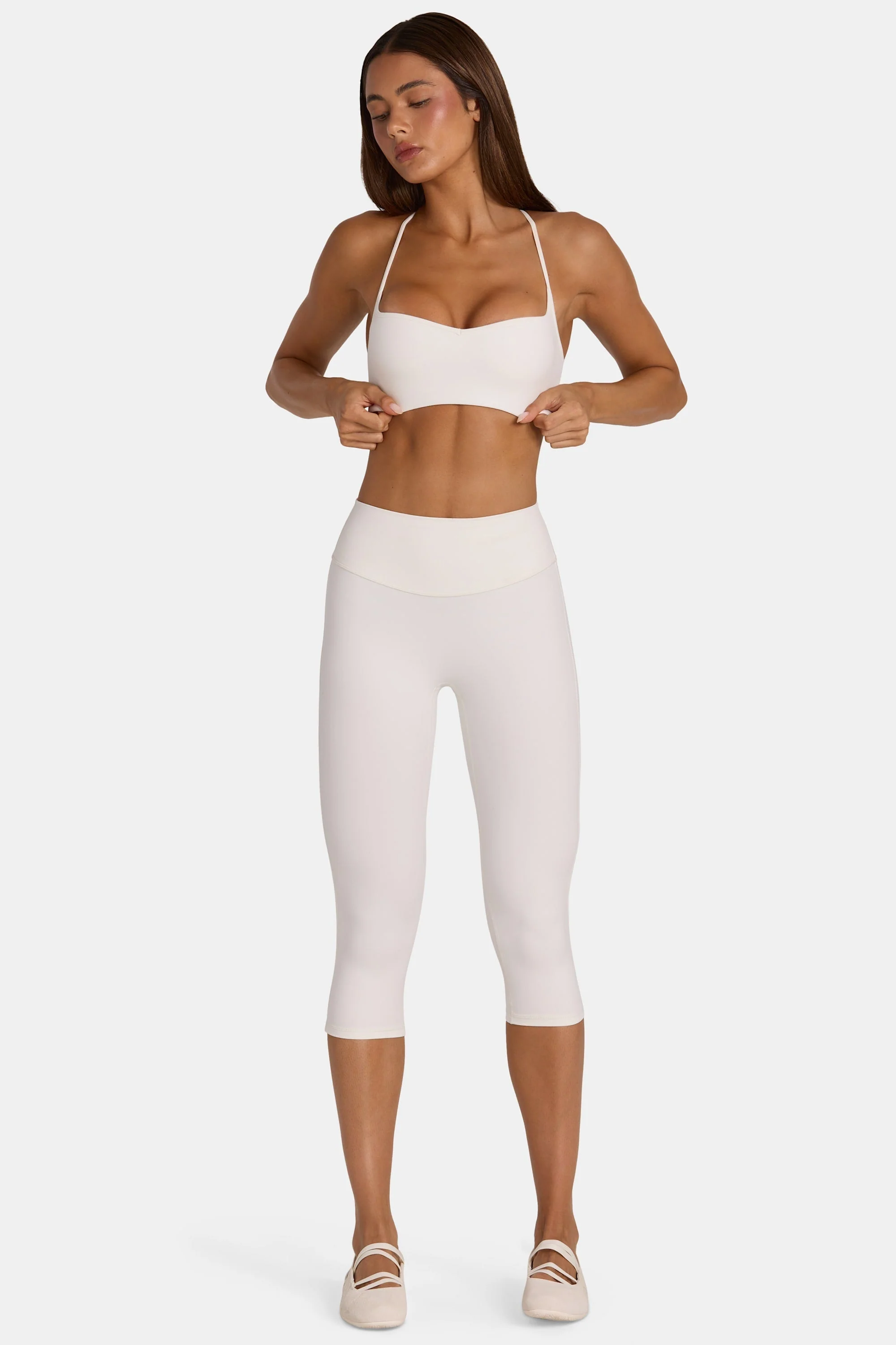 High-End Soft Active Capri Leggings in Coconut Clean