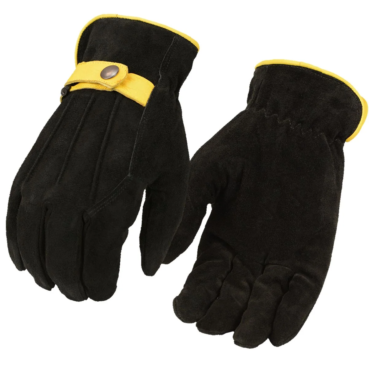 Prestigious M-Boss Motorcycle Apparel BOS37555 Men's Black and Tan USA Deer Suede Gloves Sophisticated