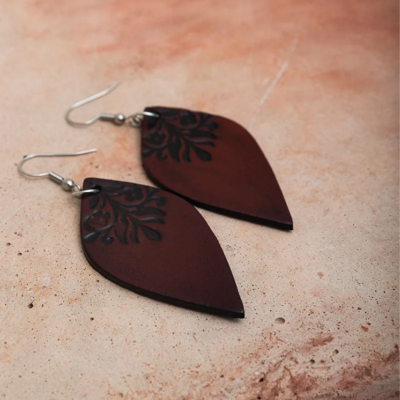 High-Performance Leaf Leather Earrings Unique