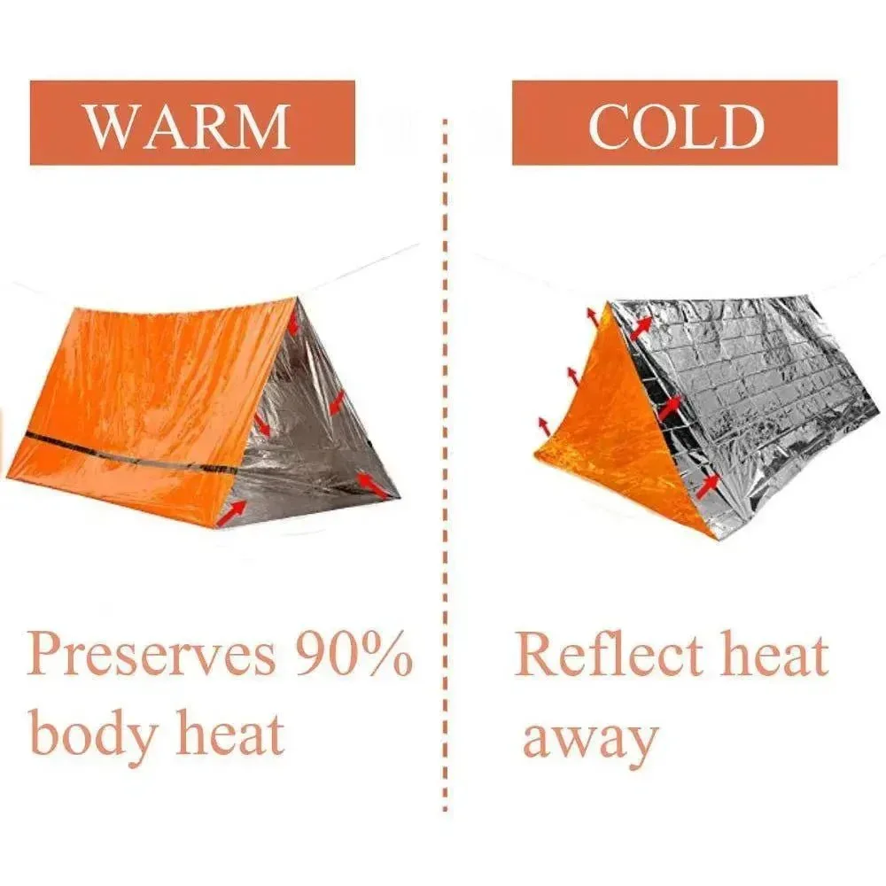 Outstanding 2-Person Emergency Survival Tent Kit – Mylar Tube Tent Sleeping Bag SOS Thermal Blanket Pure