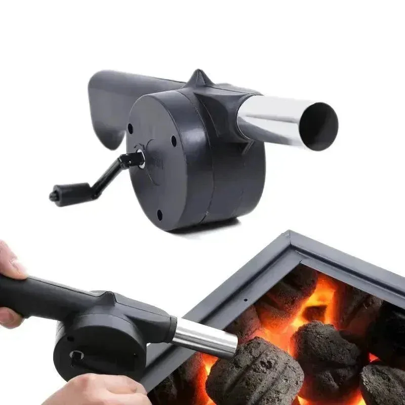 Premium Picnic Camping Accessories BBQ Tools Portable Barbecue Fan Hand-Cranked Air Blower Fire Bellows World-Class