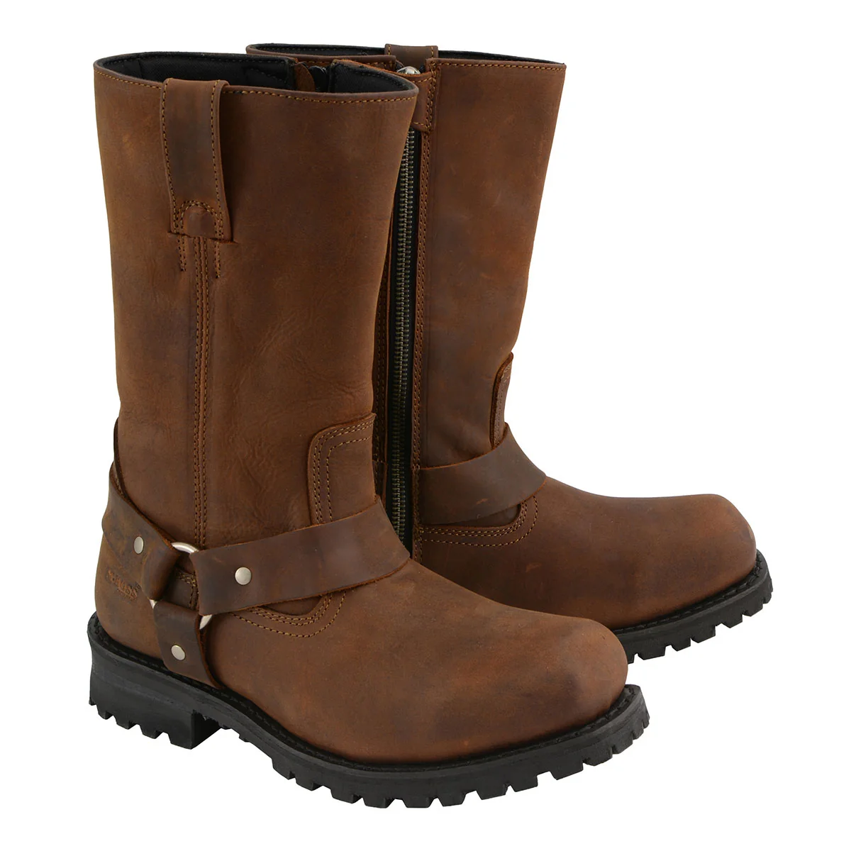 Efficient M-Boss Apparel BOS49001 Men's Classic 12-inch Distress Brown Harness Leather Motorcycle Boots Breathable
