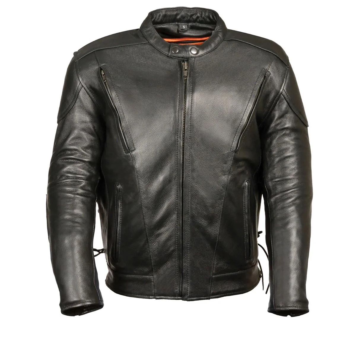 Versatile M-Boss Motorcycle Apparel BOS11511T Men s Speed Big and Tall Black Cowhide Motorcycle Leather Jacket Fashionable