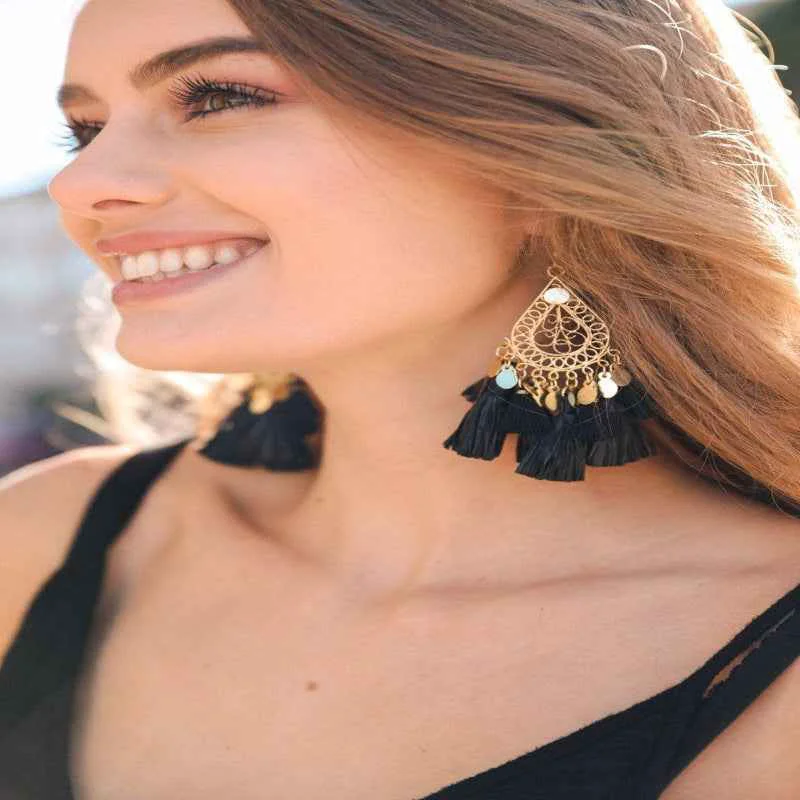 World-Class Raffia Tassel Earrings Innovative