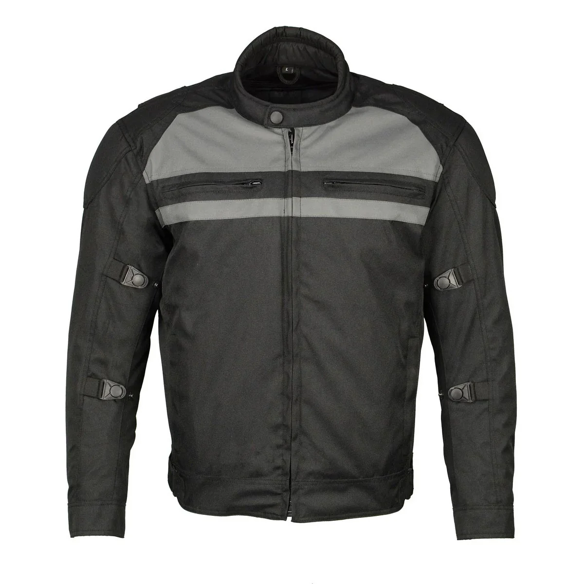 Professional M Boss Motorcycle Apparel BOS11700 Men's Black Nylon Motorcycle Racer Riding Jacket with Reflective Piping Trendy
