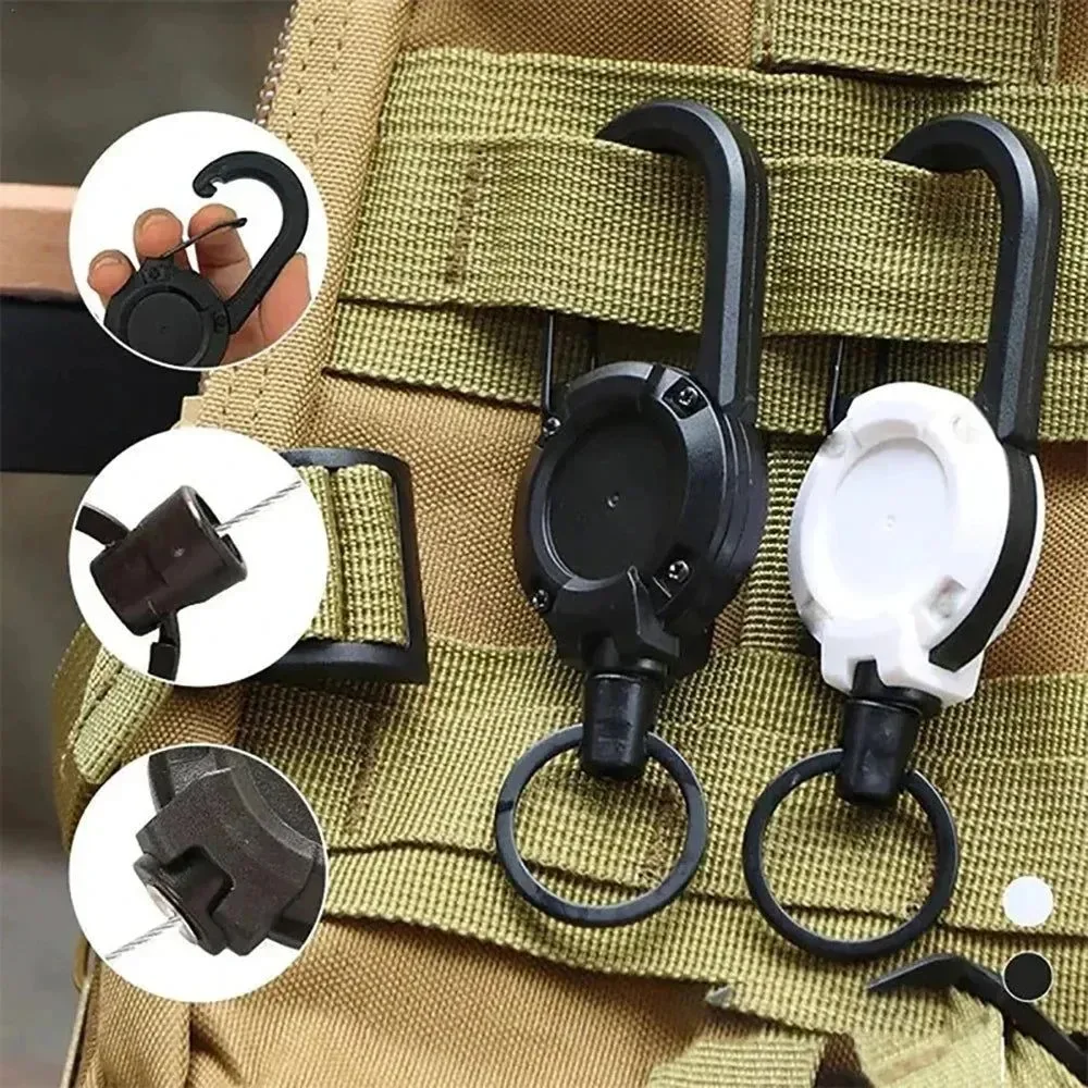 High-Quality Outdoor Automatic Heavy Duty Retractable Wire Rope Keychain Flexible