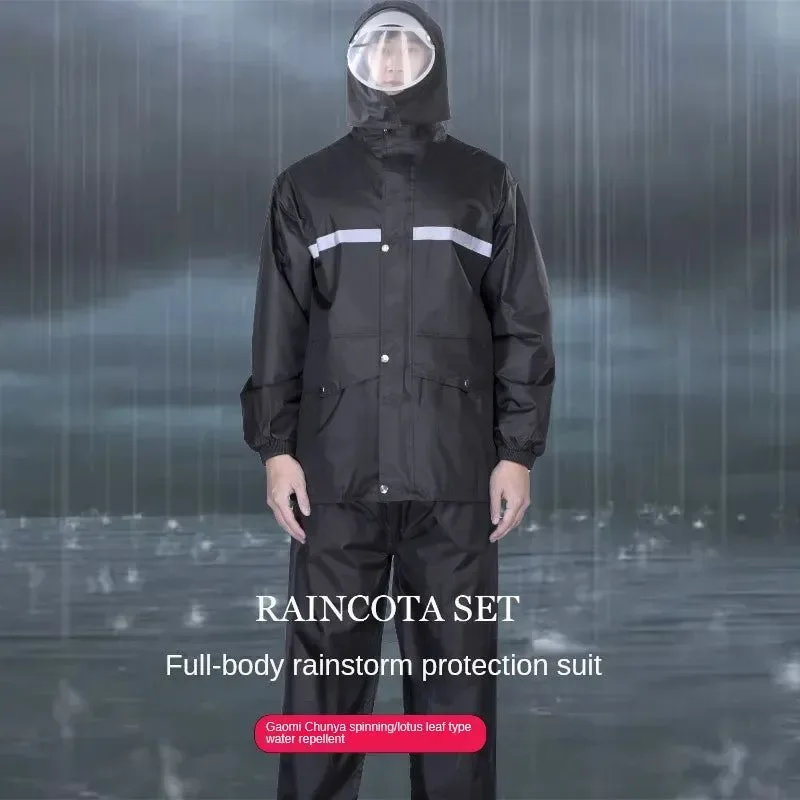 Quality Full Body Reflective Raincoat and Rainpants Suit - Rainstorm Prevention for Electric Bicycle Motorcycle Riding Takeaway Delivery Healthy