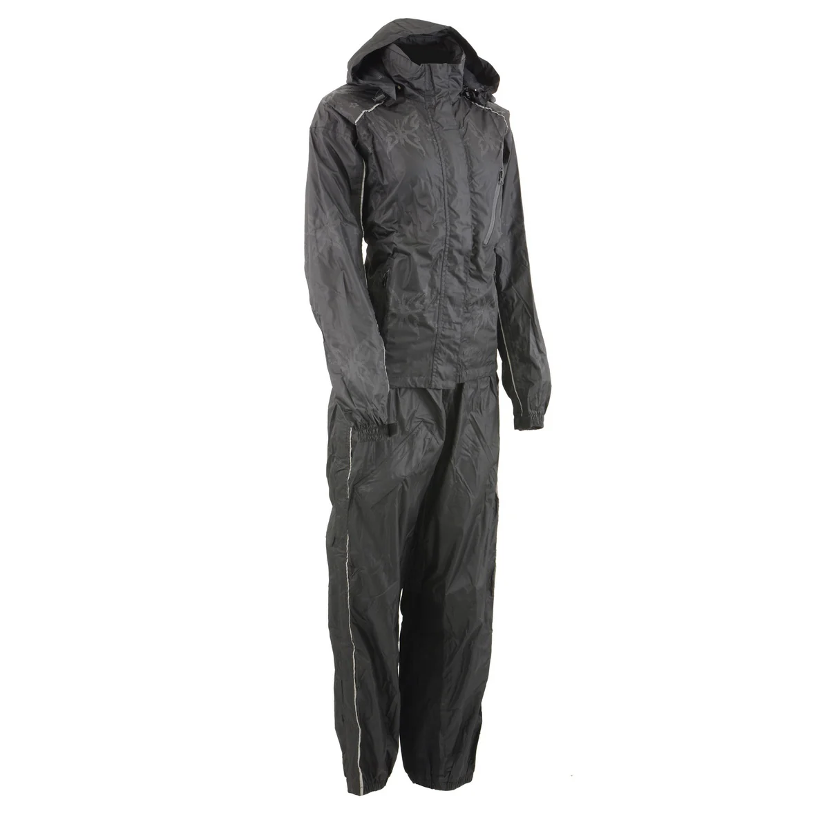 Practical NexGen SH2342 Women's Black Water Resistant Rain Suit with Reflective Butterflies Luxury