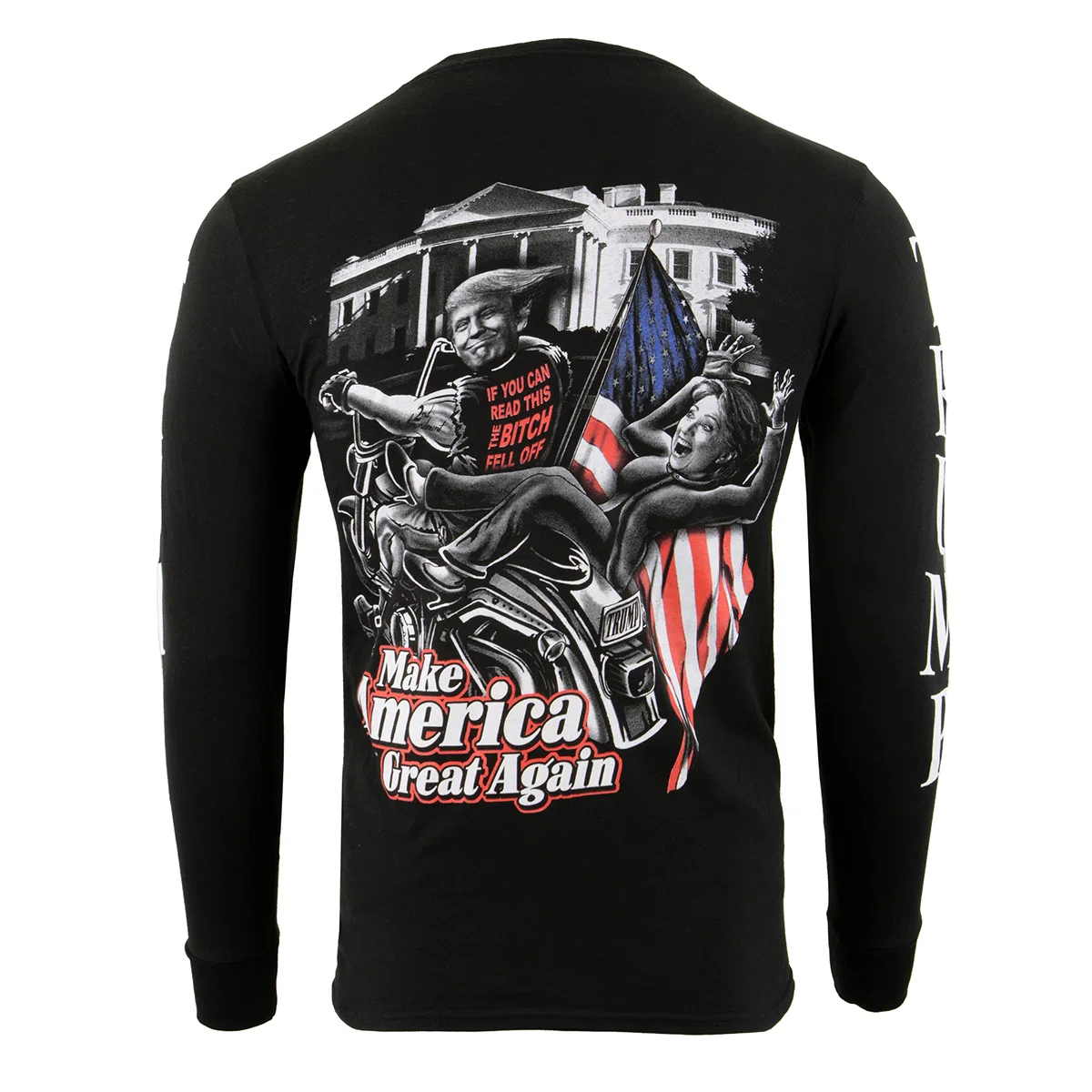 Contemporary Biker Clothing Co. BCC117012 Men's Black 'Make America Great Again' Motorcycle Long Sleeve T-Shirt Lightweight