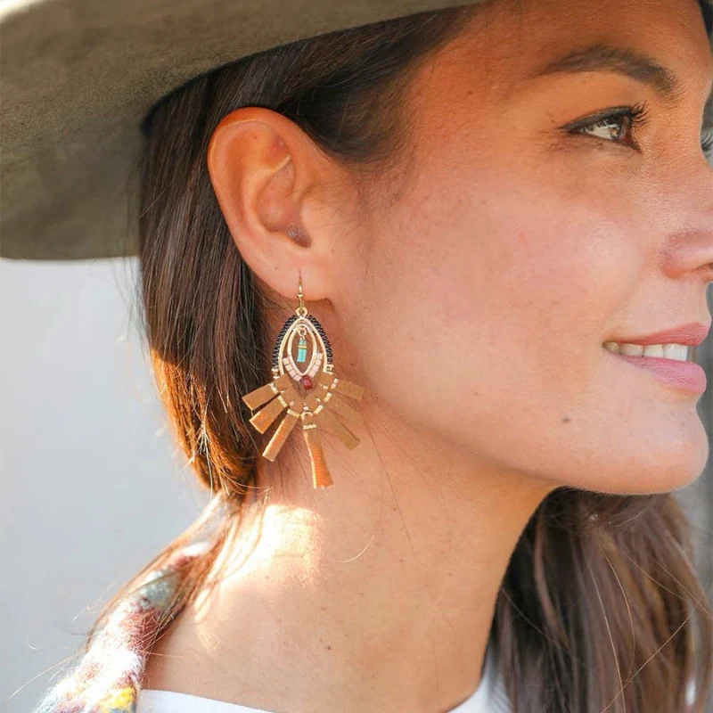 Artisan Fringe Bead Earrings Selected